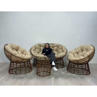 Комплект для отдыха SAVIRA (диван + 2 кресла + столик) горячий шоколад