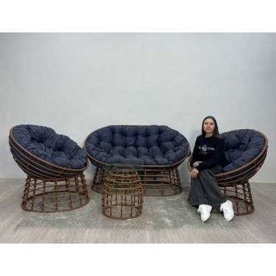 Комплект для отдыха SAVIRA (диван + 2 кресла + столик) горячий шоколад