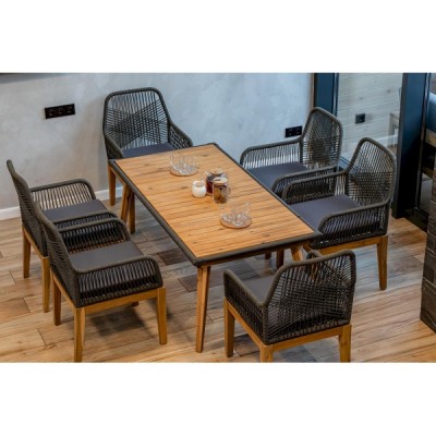 Комплект мебели из акации CHLOE с кофейным столом серый