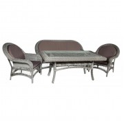 Комплект садовой мебели CHELSEA с прямоугольным столом, 3-х местный диван, серый