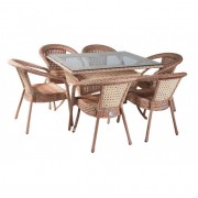 Комплект садовой мебели DECO 6 PLUS с прямоугольным столом, капучино