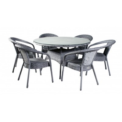Комплект садовой мебели DECO 6 с круглым столом, серый