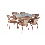 Комплект садовой мебели DECO 6 с прямоугольным столом, капучино