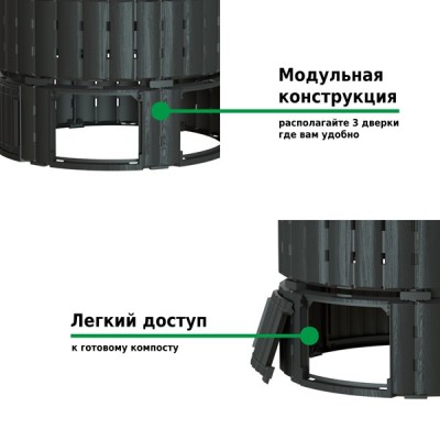 Компостер Piteco 1350л круглый чёрный, K11135 Компостер Piteco 1350л круглый чёрный, K11135