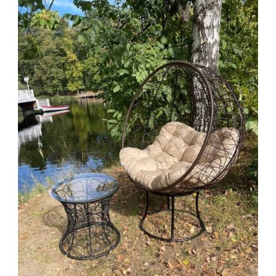 Кресло-кокон КРУГЛОЕ стоячее (бежевая подушка) Кресло-кокон КРУГЛОЕ стоячее (бежевая подушка)