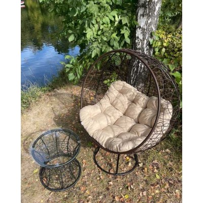 Кресло-кокон КРУГЛОЕ стоячее (бежевая подушка) Кресло-кокон КРУГЛОЕ стоячее (бежевая подушка)