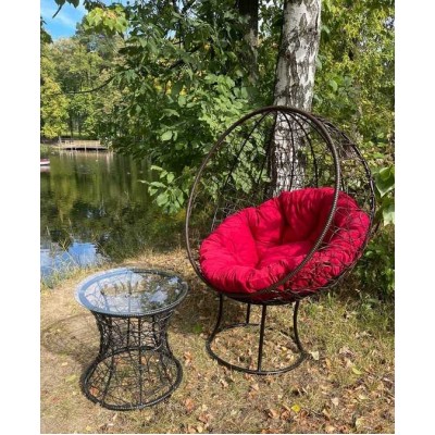 Кресло-кокон КРУГЛОЕ стоячее (бордовая подушка)