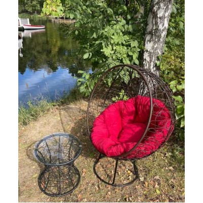 Кресло-кокон КРУГЛОЕ стоячее (бордовая подушка)