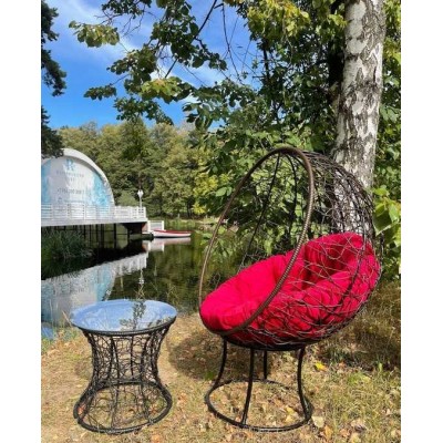 Кресло-кокон КРУГЛОЕ стоячее (бордовая подушка)