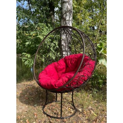 Кресло-кокон КРУГЛОЕ стоячее (бордовая подушка)