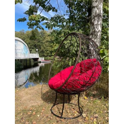 Кресло-кокон КРУГЛОЕ стоячее (бордовая подушка)