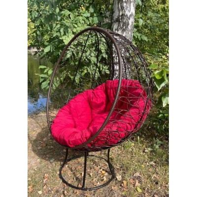 Кресло-кокон КРУГЛОЕ стоячее (бордовая подушка)