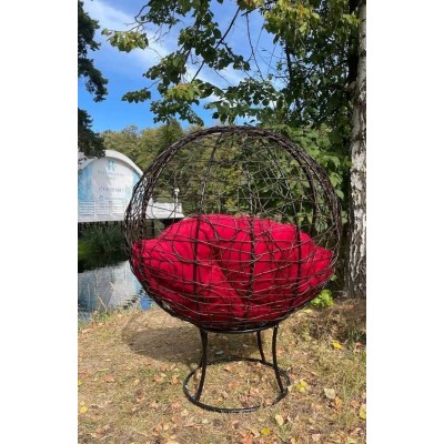 Кресло-кокон КРУГЛОЕ стоячее (бордовая подушка)