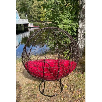 Кресло-кокон КРУГЛОЕ стоячее (бордовая подушка)