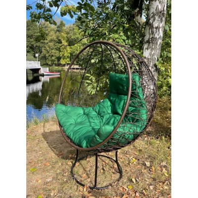 Кресло-кокон КРУГЛОЕ стоячее (зеленая подушка)