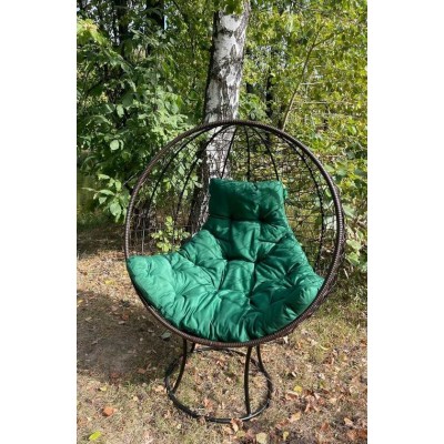 Кресло-кокон КРУГЛОЕ стоячее (зеленая подушка)