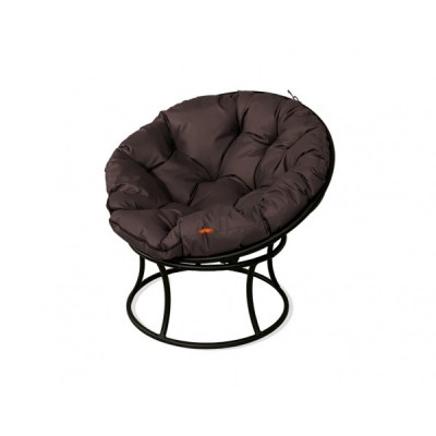 Кресло Риторика Папасан черное без ротанга с коричневой подушкой