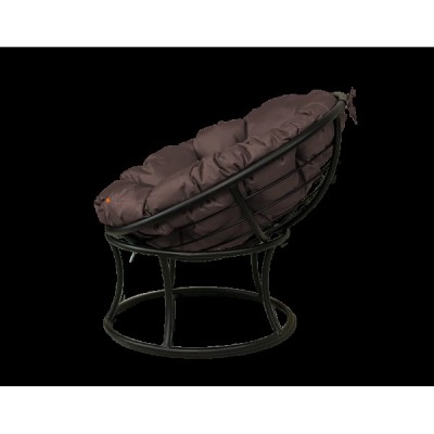 Кресло Риторика Папасан черное без ротанга с коричневой подушкой