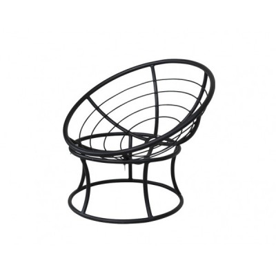 Кресло Риторика Папасан черное без ротанга с коричневой подушкой