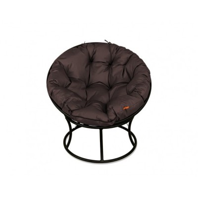 Кресло Риторика Папасан черное без ротанга с коричневой подушкой