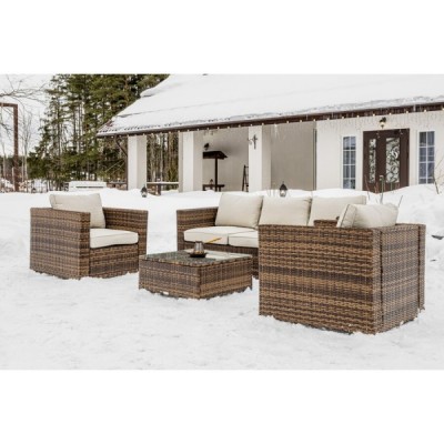 Лаунж-зона KARL с трёхместным диваном, коричневый