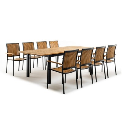 Обеденный стол из алюминия LONDON 180/240 см раздвижной темный графит