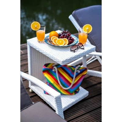 Плетеный кофейный стол MILANO белый для шезлонга