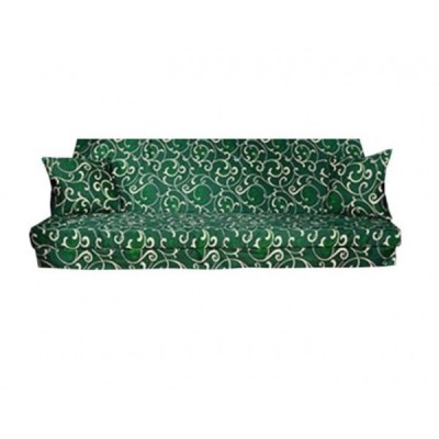 Мягкий элемент с подушками и подголовником 1800х530, зеленый вензель Мягкий элемент с подушками и подголовником 1800х530, зеленый вензель