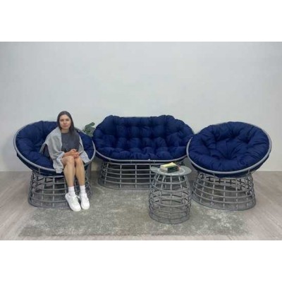 Комплект для отдыха FLATA (диван + 2 кресла + столик) серый