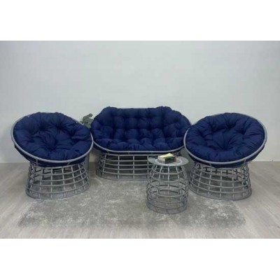 Комплект для отдыха FLATA (диван + 2 кресла + столик) серый