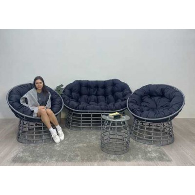 Комплект для отдыха FLATA (диван + 2 кресла + столик) серый