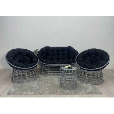 Комплект для отдыха FLATA (диван + 2 кресла + столик) серый