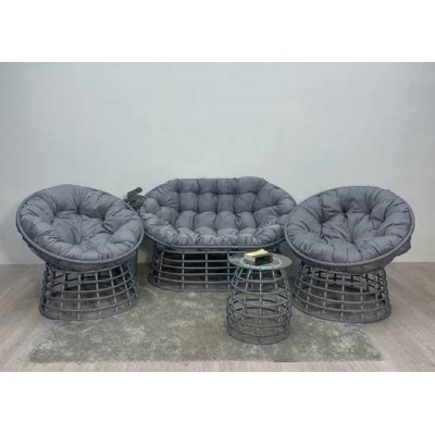 Комплект для отдыха FLATA (диван + 2 кресла + столик) серый