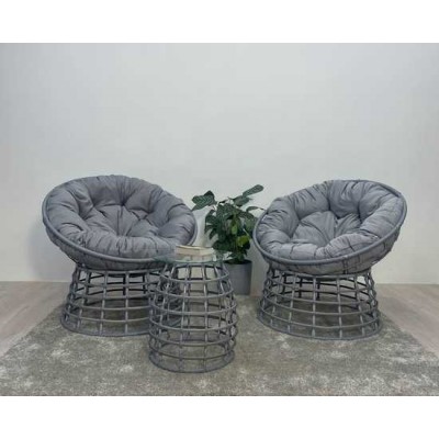 Комплект кофейный со столиком FLATA (2 кресла + столик) серый Комплект кофейный со столиком FLATA (2 кресла + столик) серый