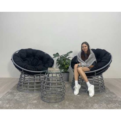 Комплект кофейный со столиком FLATA (2 кресла + столик) серый Комплект кофейный со столиком FLATA (2 кресла + столик) серый