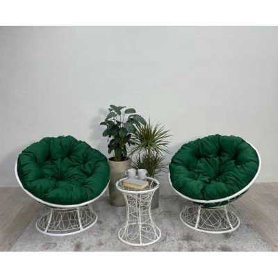 Набор садовый ПАПАСАН ПЛЮС 2 кресла + столик (белый)