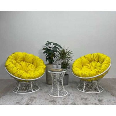 Набор садовый ПАПАСАН ПЛЮС 2 кресла + столик (белый)