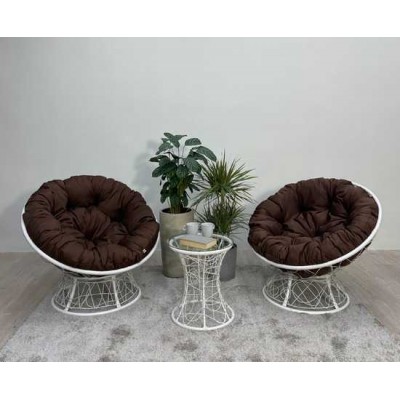 Набор садовый ПАПАСАН ПЛЮС 2 кресла + столик (белый)