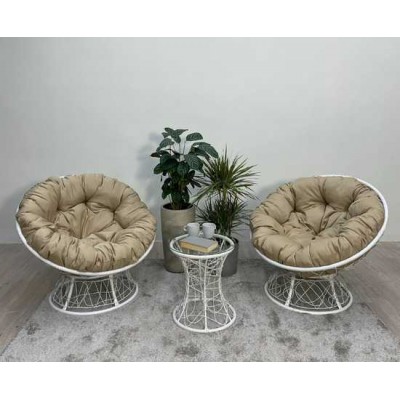 Набор садовый ПАПАСАН ПЛЮС 2 кресла + столик (белый)