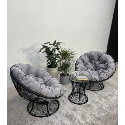 Набор садовый ПАПАСАН ПЛЮС 2 кресла + столик (черный)