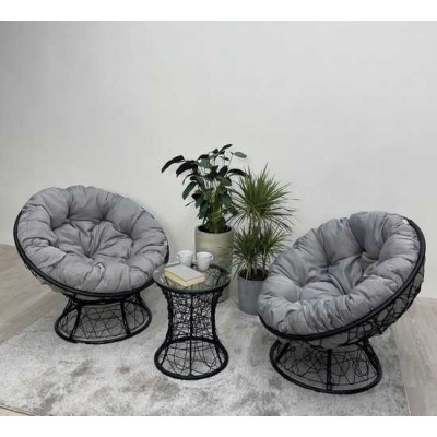 Набор садовый ПАПАСАН ПЛЮС 2 кресла + столик (черный)