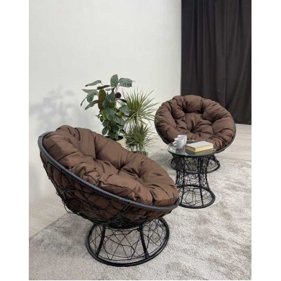 Набор садовый ПАПАСАН ПЛЮС 2 кресла + столик (черный)