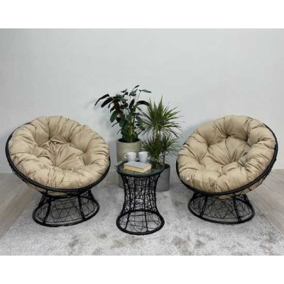 Набор садовый ПАПАСАН ПЛЮС 2 кресла + столик (черный)