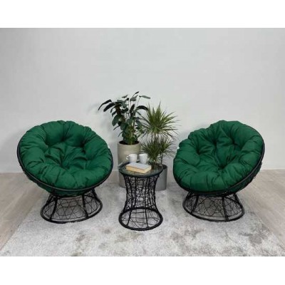 Набор садовый ПАПАСАН ПЛЮС 2 кресла + столик (черный)