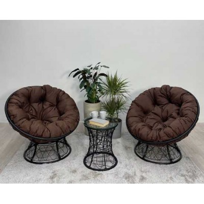 Набор садовый ПАПАСАН ПЛЮС 2 кресла + столик (черный)