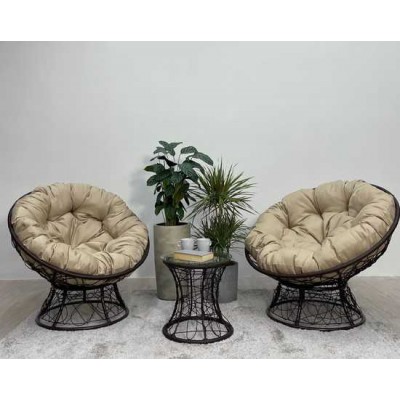 Набор садовый ПАПАСАН ПЛЮС 2 кресла + столик (коричневый)