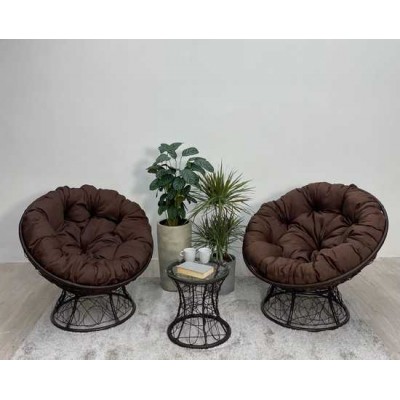 Набор садовый ПАПАСАН ПЛЮС 2 кресла + столик (коричневый)