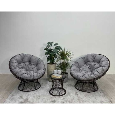 Набор садовый ПАПАСАН ПЛЮС 2 кресла + столик (коричневый)