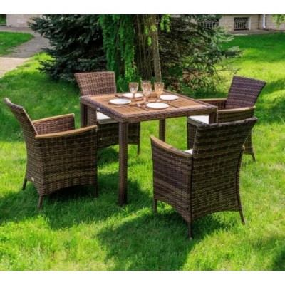 Обеденный комплект AMELIA на 4 персоны, коричневый