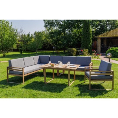 Обеденный комплект BROOKLYN с угловым диваном из акации Обеденный комплект BROOKLYN с угловым диваном из акации